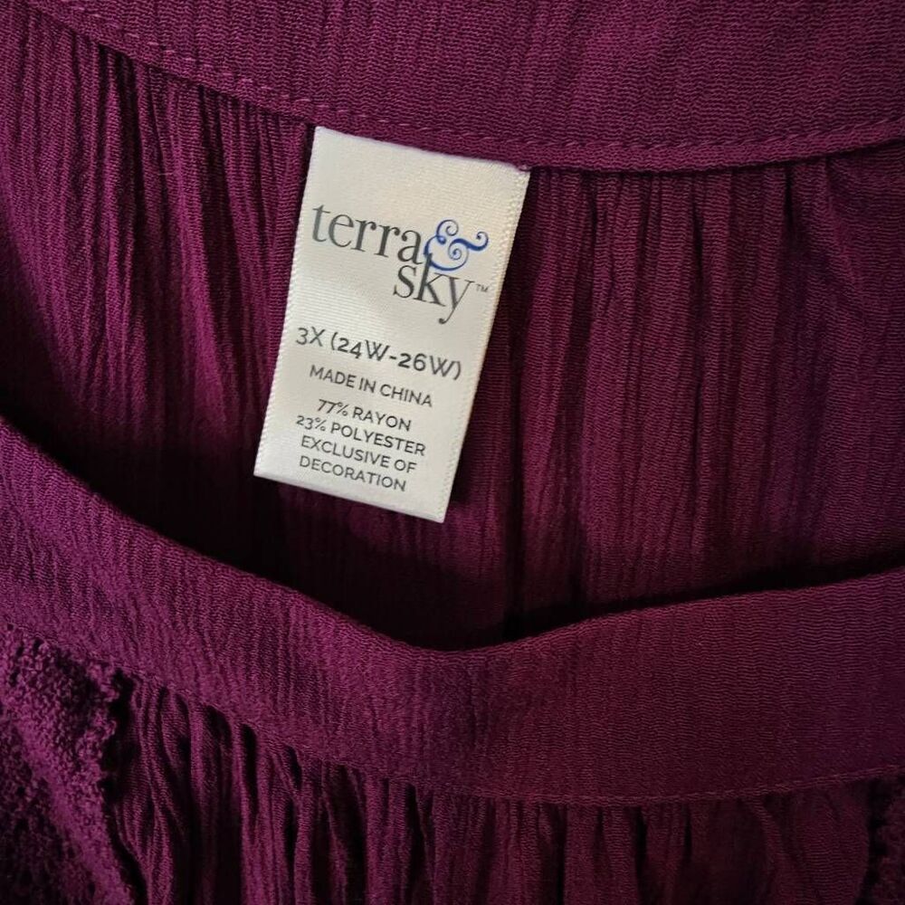 New Terra and Sky Dress Womens Size 3X 3/4 Bell Sleeve Cold Shoulder Scoop Neck - Picture 12 of 12
